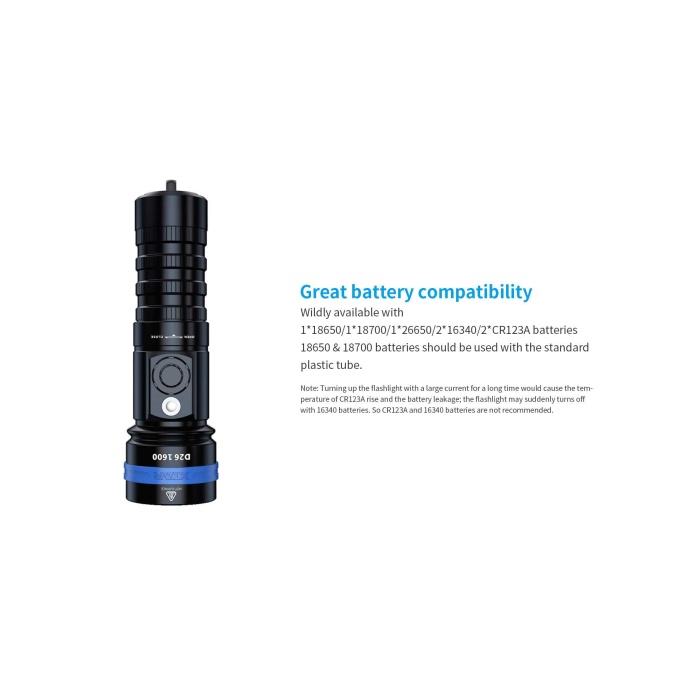 XTAR D26 1600 Diving Flashlight